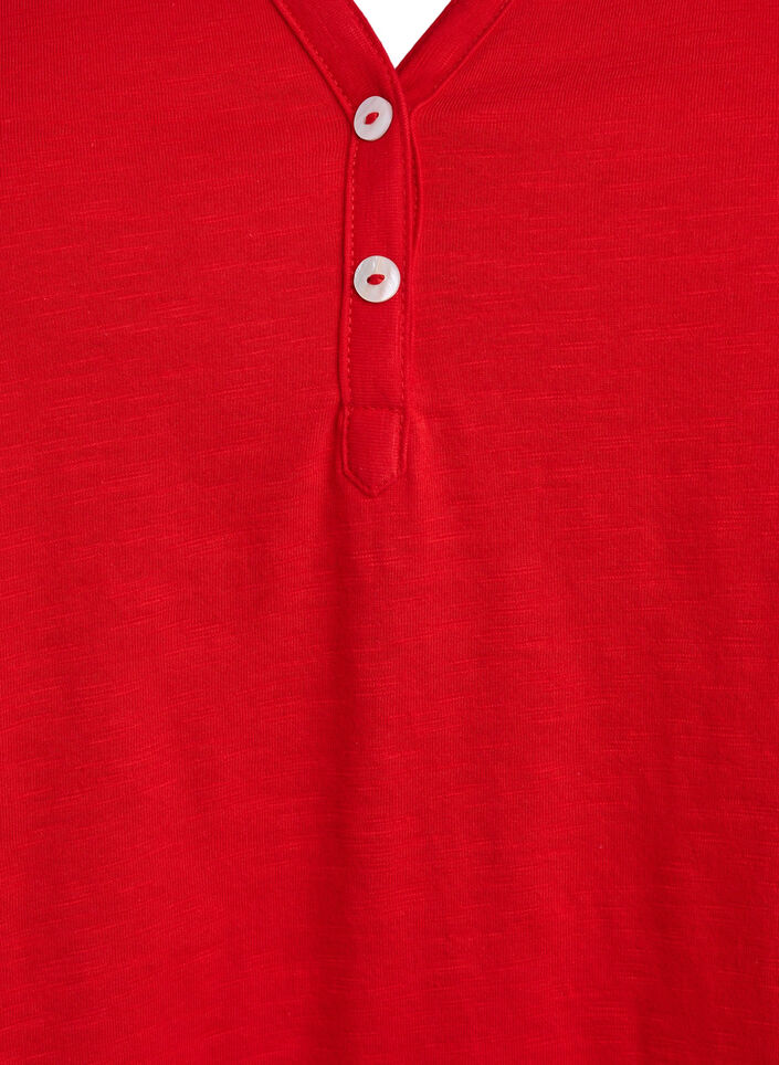T-shirt dot&eacute; de boutons, Rouge, Packshot image number 2