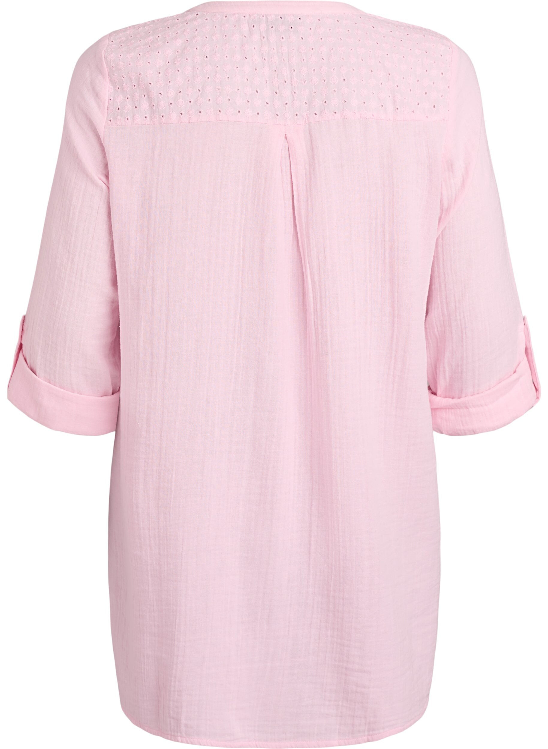 Zizzi Tunique en mousseline de coton avec broderie anglaise, Rose, Packshot image number 1