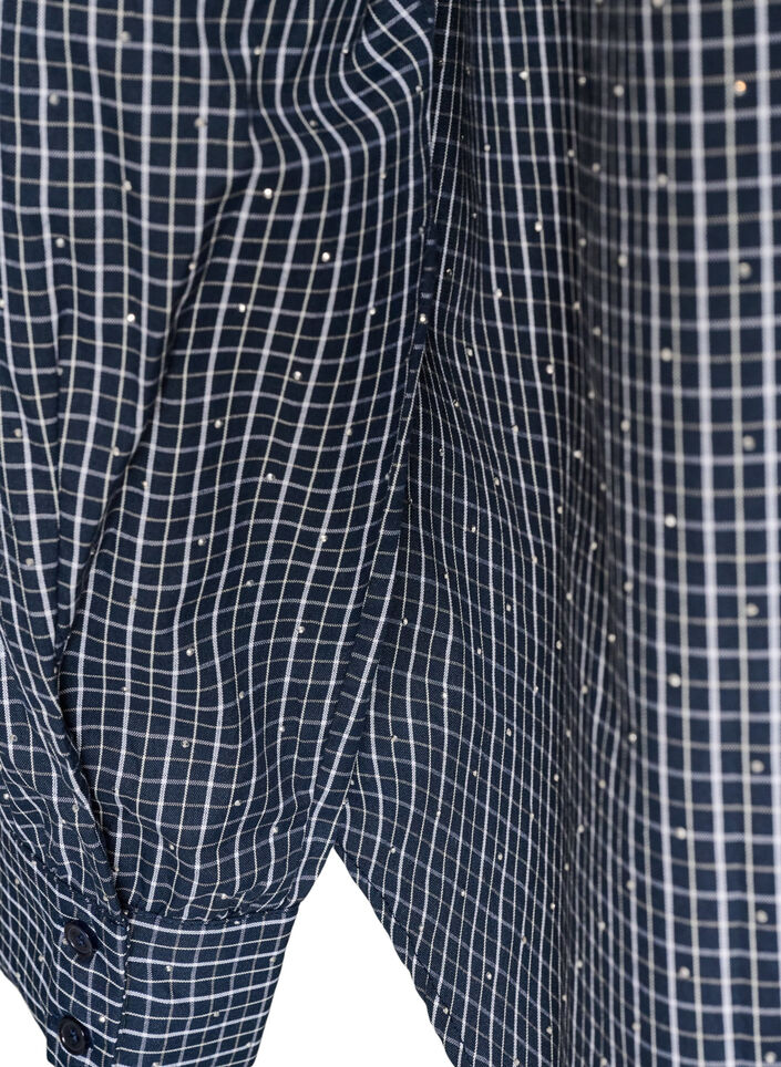 Chemise &agrave; carreaux avec strass, Bleu, Packshot image number 3