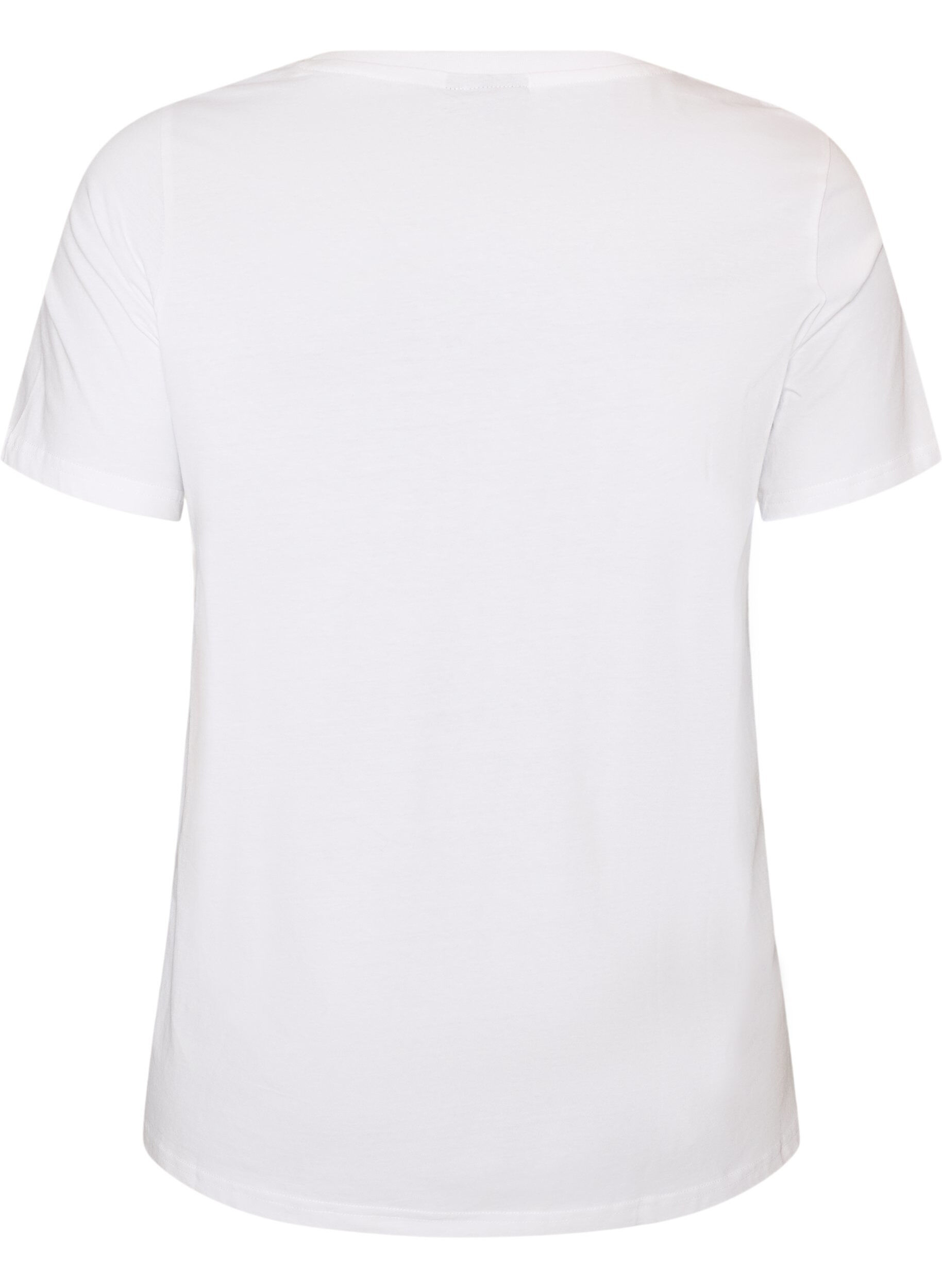 ZizziT-shirt en coton biologique avec motif d&eacute;coratif, Blanc, Packshot image number 1