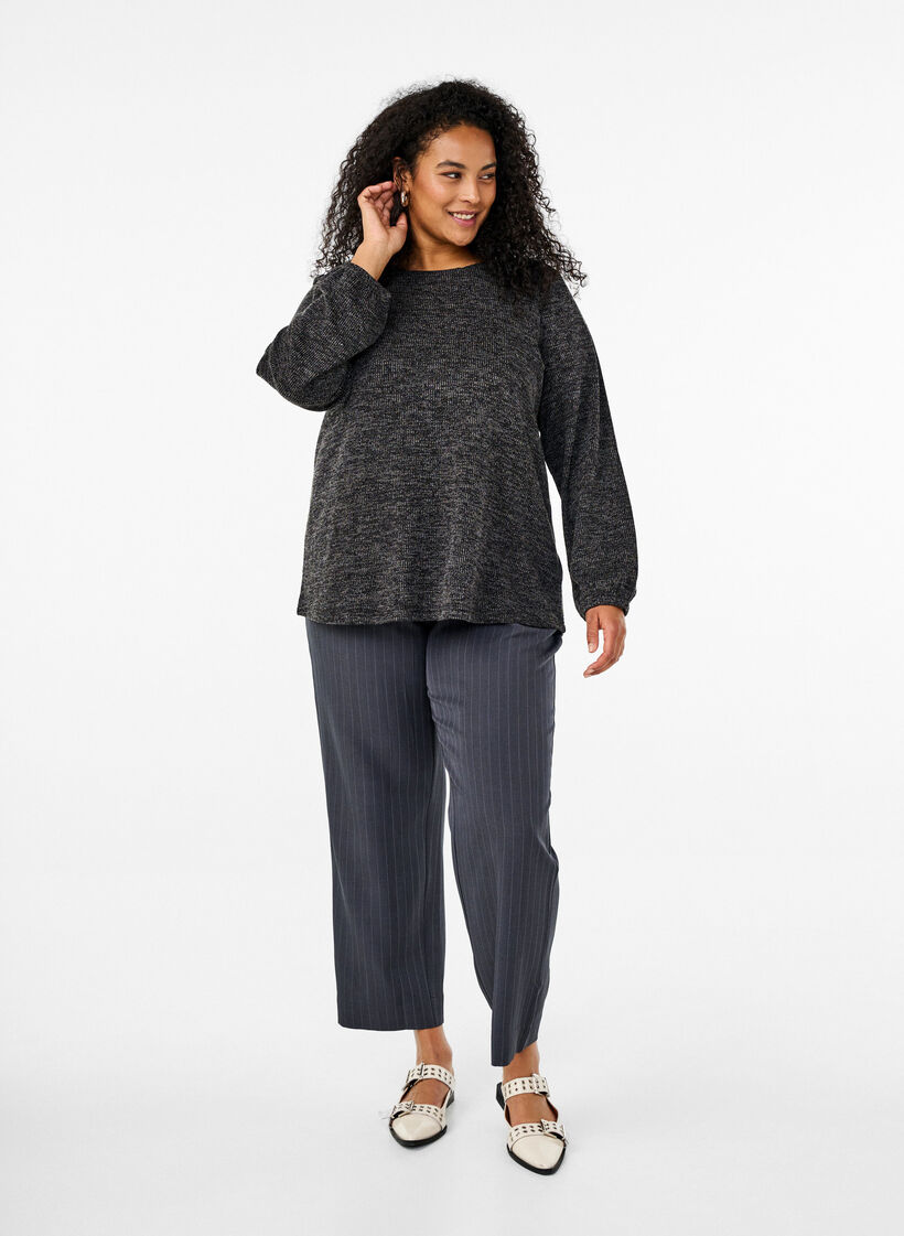 FLASH - Jersey blouse met lange mouwen, Grijs, Model image number 1