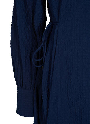 Robe à manches longues avec col en V et cordons de serrage, Navy Blazer, Packshot image number 2