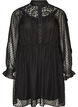 Robe en mousseline avec dentelle guipure et taille empire, Noir, Packshot image number 0