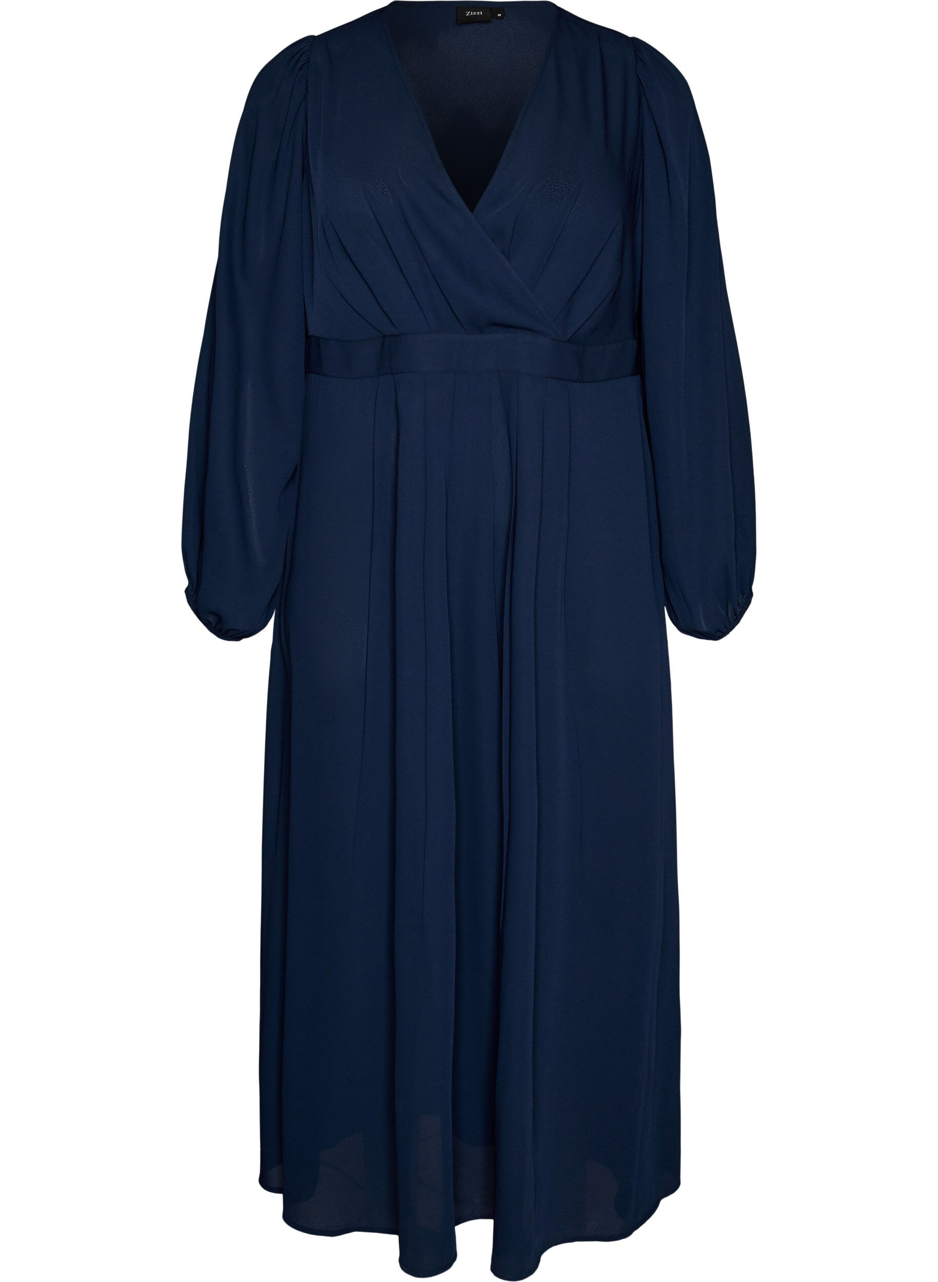 Robe maxi avec encolure cache-c&oelig;ur et manches longues
