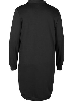Effen jurk van sweatstof, Black, Packshot image number 1