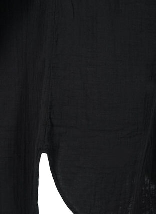 Lange katoenen blouse met een klassieke kraag, Black, Packshot image number 3