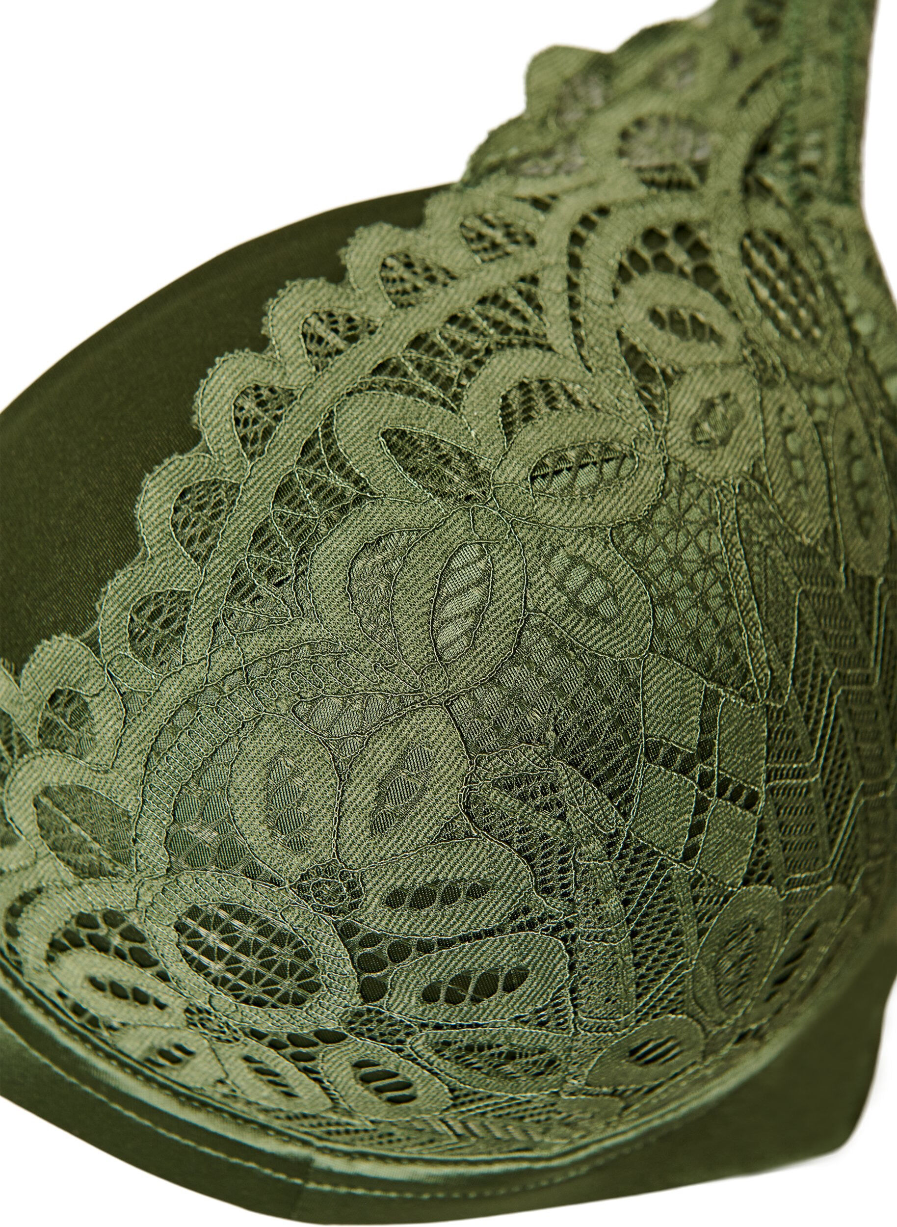 ZizziSoutien-gorge &agrave; armatures rembourr&eacute; avec dentelle, Vert Kaki, Packshot image number 2