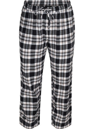 Geruite pyjama broek in katoen, Black/Rose Smoke, Packshot image number 0