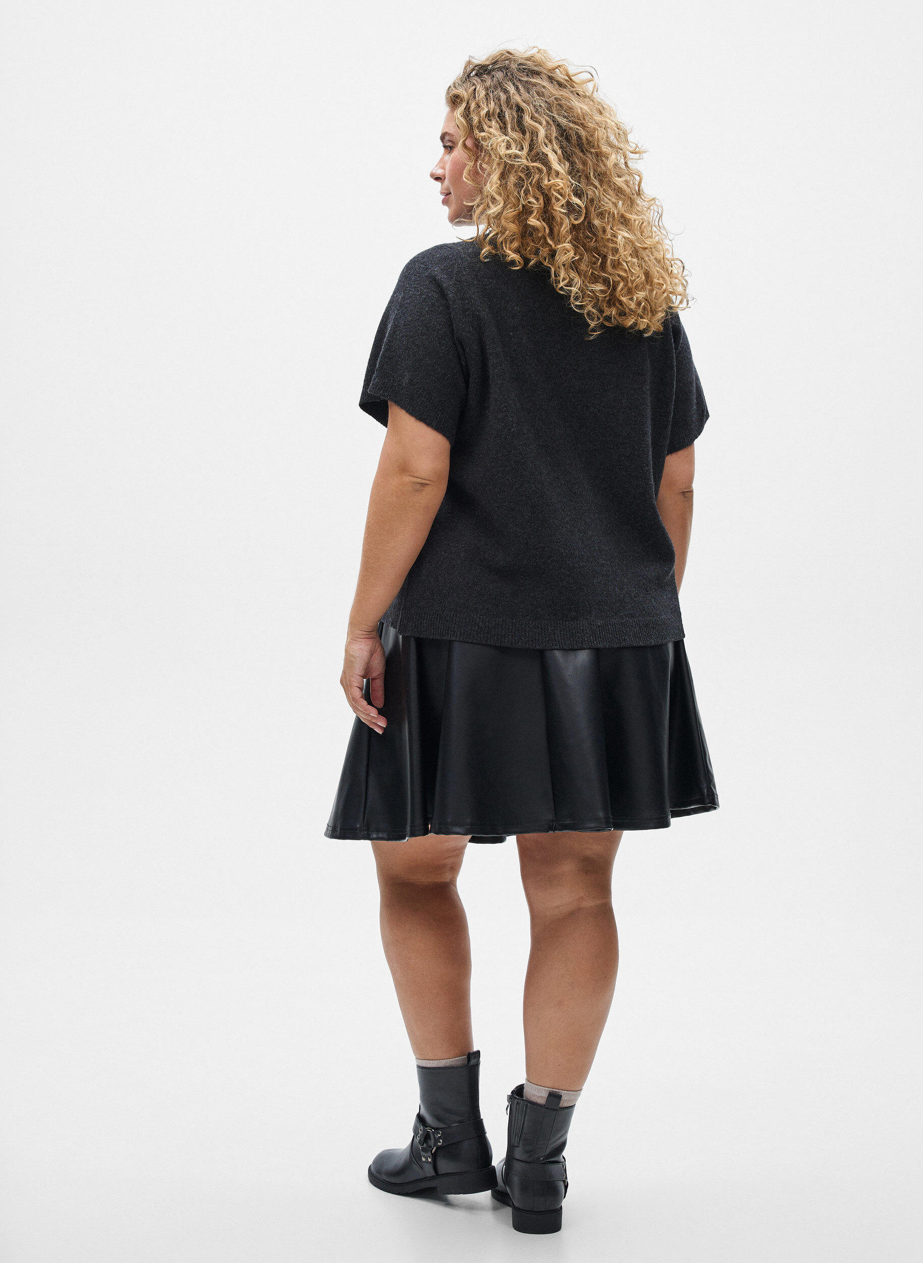 ZizziGebreide kleding vest met korte mouwen, Grijs, Model image number 2