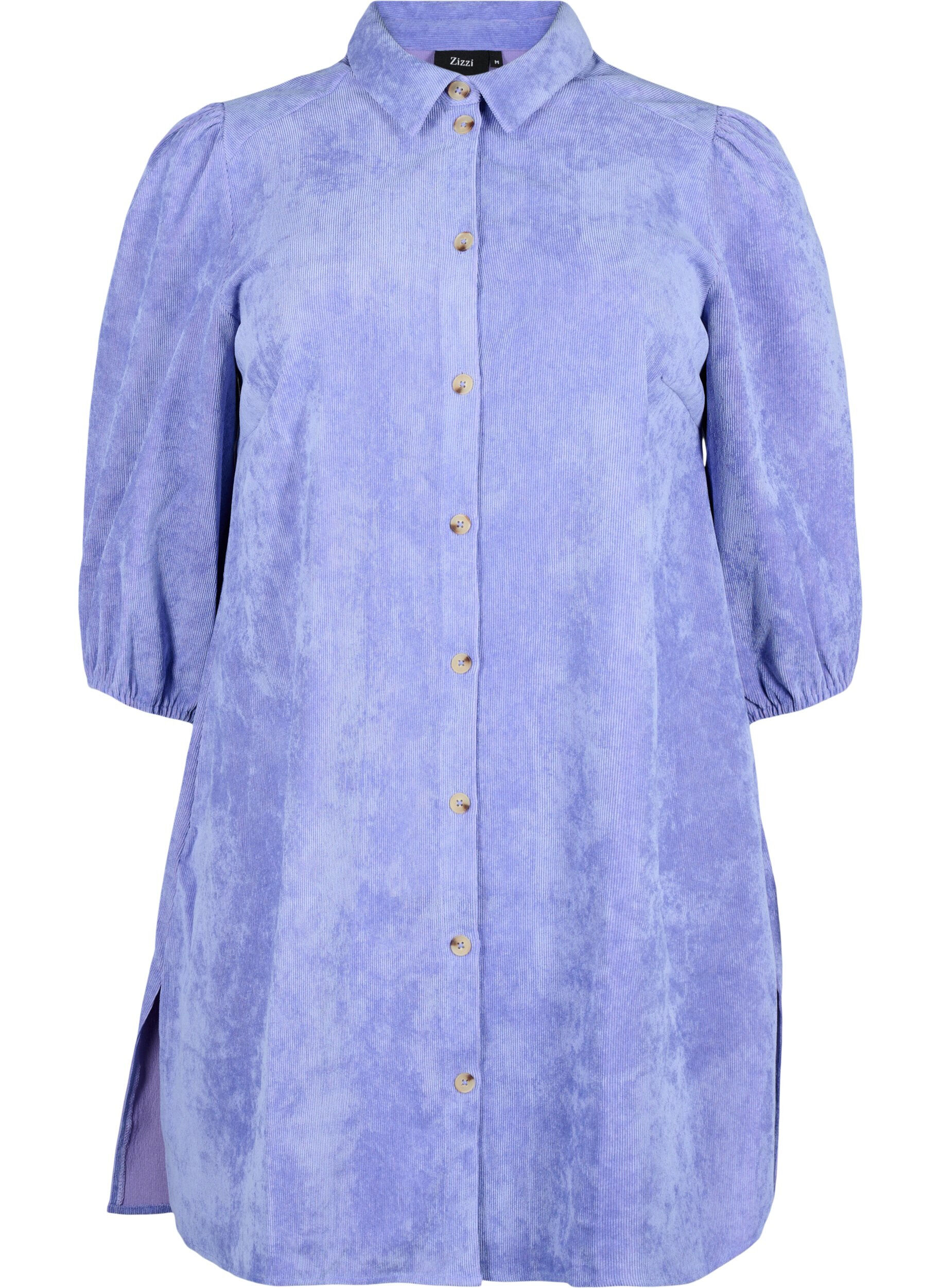 Zizzi Robe en velours c&ocirc;tel&eacute; avec manches 3/4 et boutons., Lavender Violet, Packshot image number 0