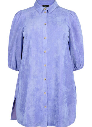 Robe en velours côtelé avec manches 3/4 et boutons., Lavender Violet, Packshot image number 0