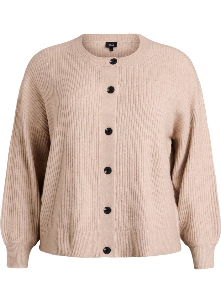 Cardigan en tricot c&ocirc;tel&eacute; avec boutons, Beige, Packshot image number 0