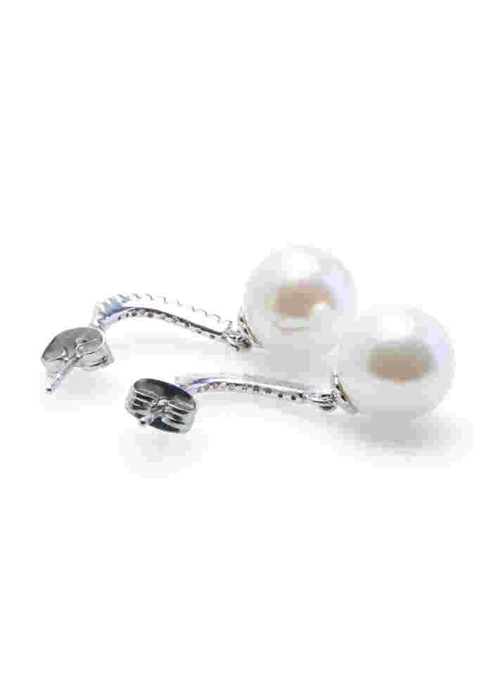 Boucles d'oreilles avec strass et perles, Silver, Packshot image number 2