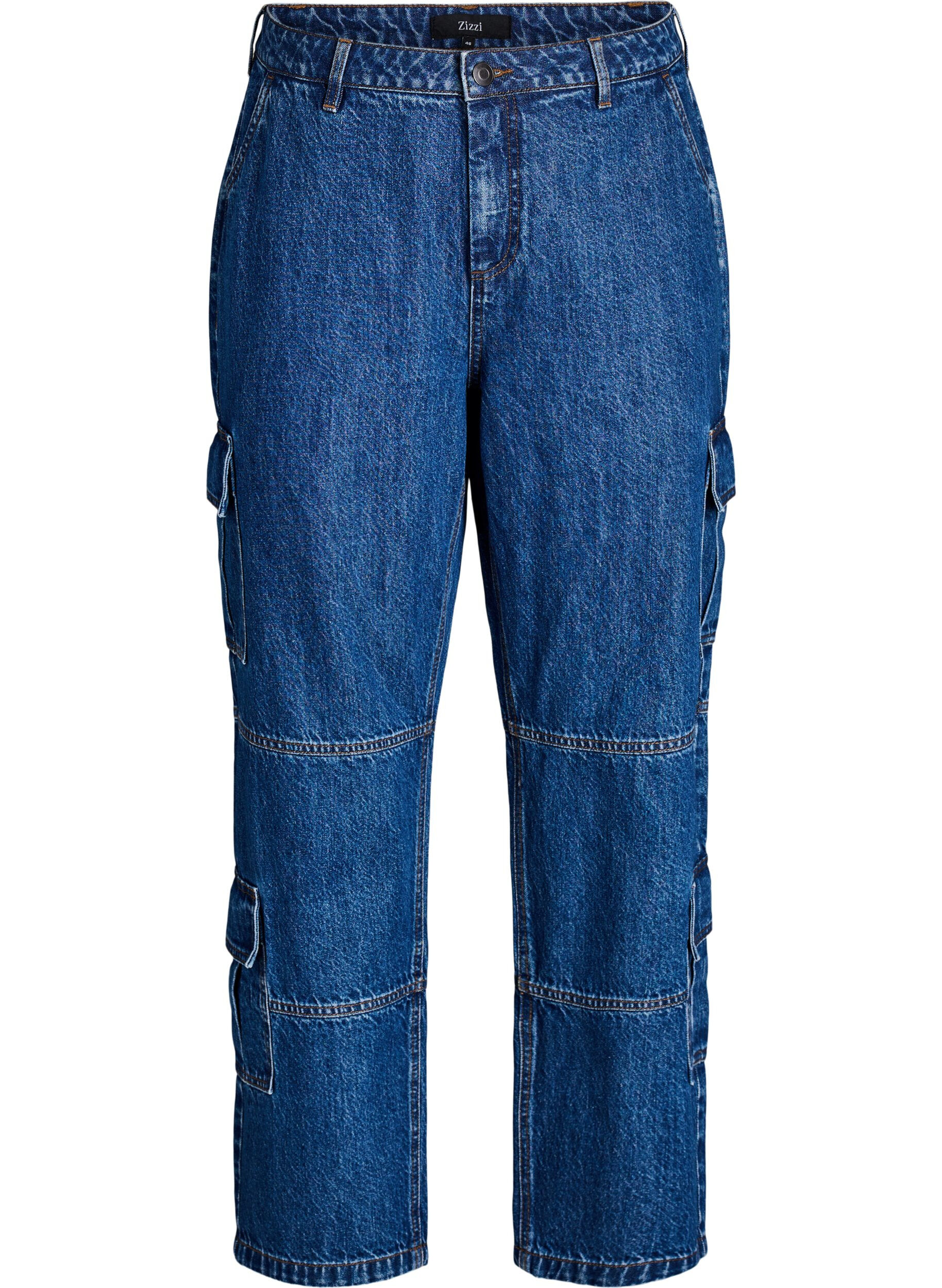 High waist cargo jeans