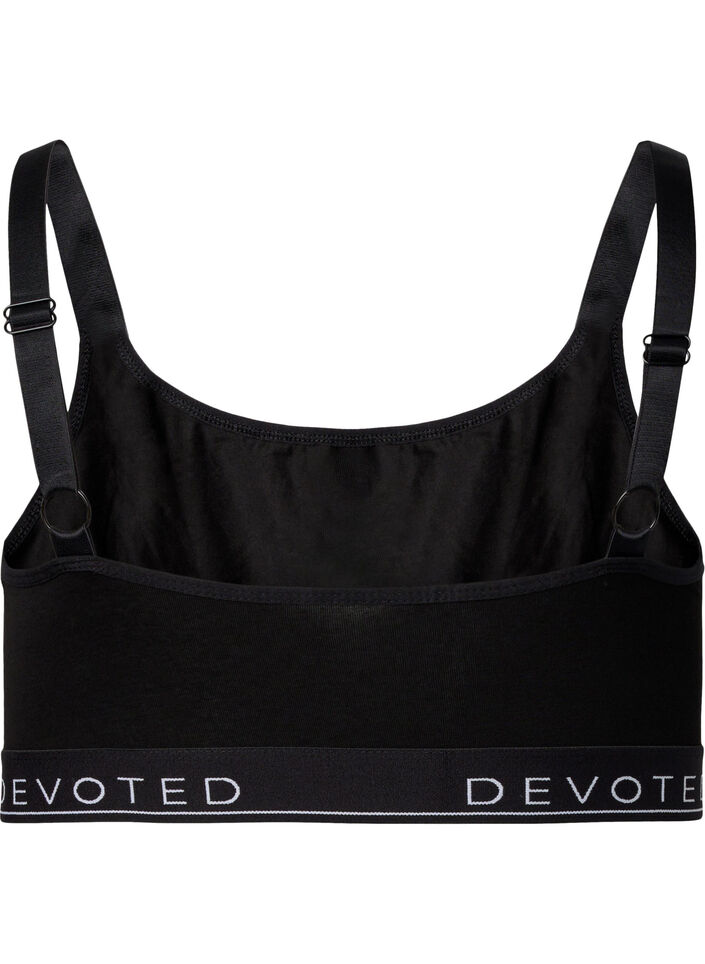 Haut soutien-gorge en coton avec bretelles r&eacute;glables, Noir, Packshot image number 1