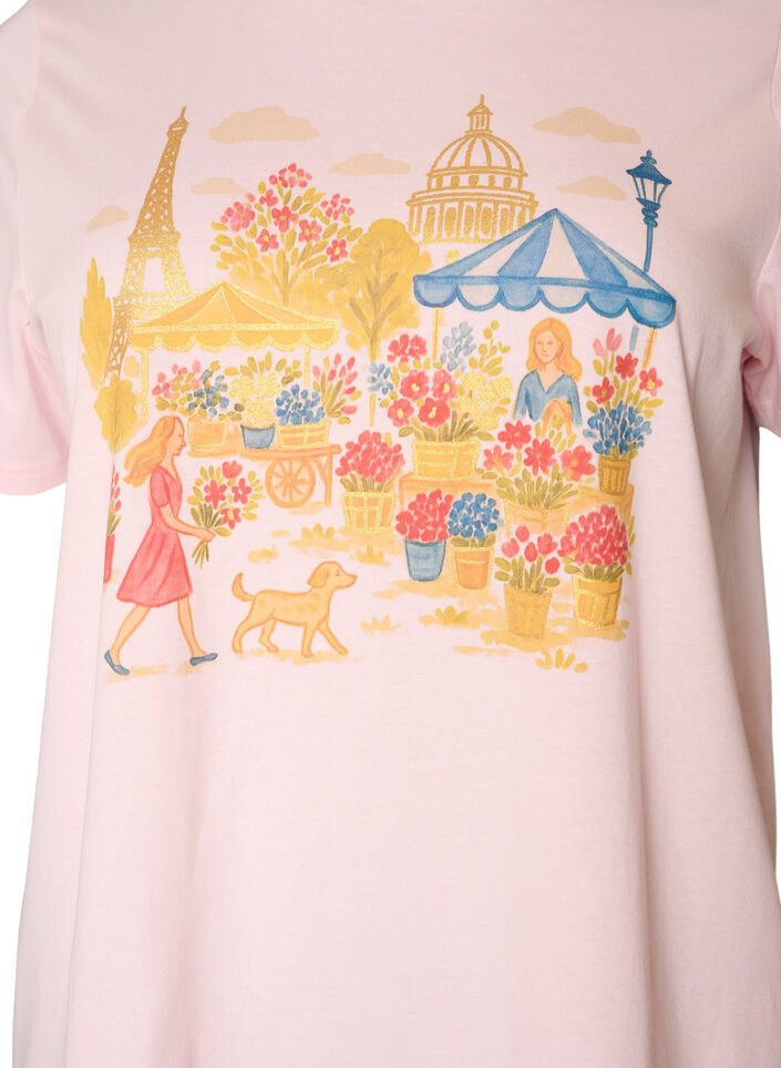 T-shirt en coton bio avec imprim&eacute; sur le devant, Rose, Packshot image number 2