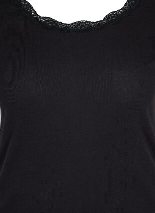 Chemise de nuit à manches courtes en côte, Black, Packshot image number 2