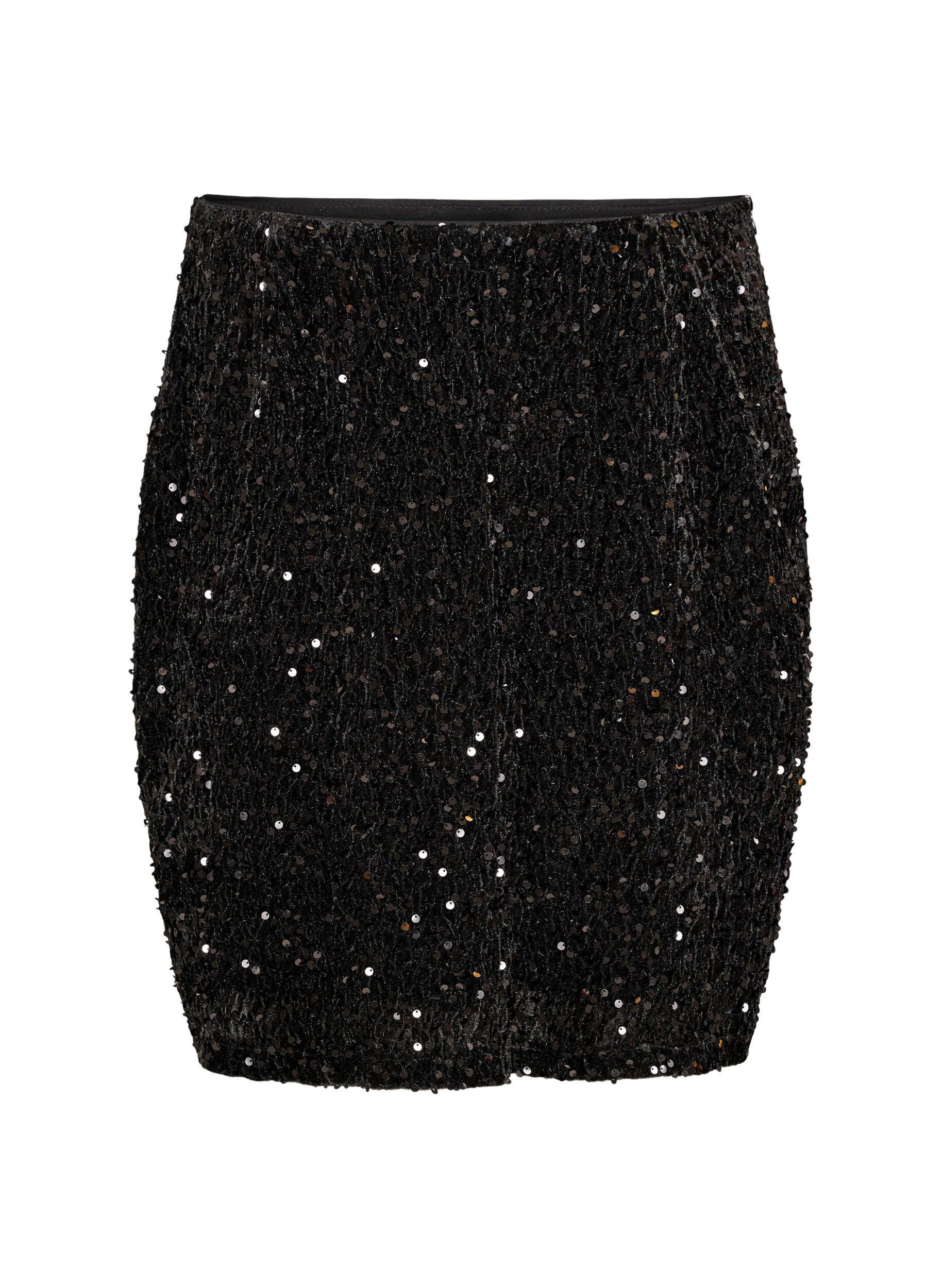 ZizziKorte rok met pailletten, Bruin, Packshot image number 0