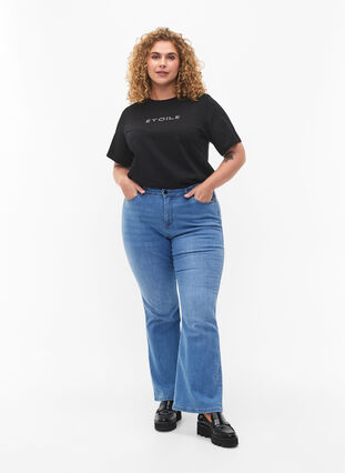 T-shirt en coton biologique avec texte, Black ÉTOILE, Model image number 2