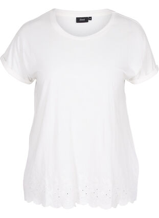 T-shirt à manches courtes avec broderie anglaise, Off White Mel, Packshot image number 0