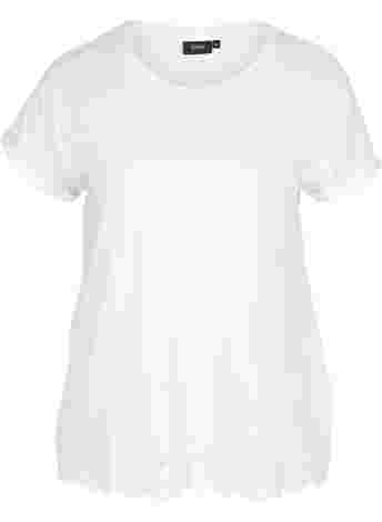 T-shirt met korte mouwen en borduursel anglaise
