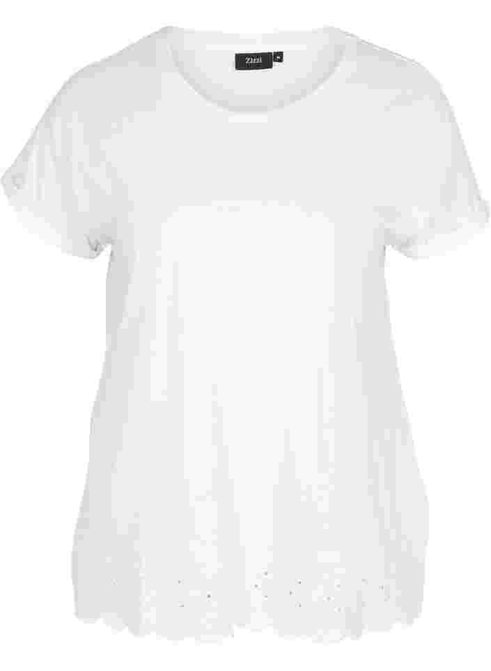 T-shirt à manches courtes avec broderie anglaise, Off White Mel, Packshot