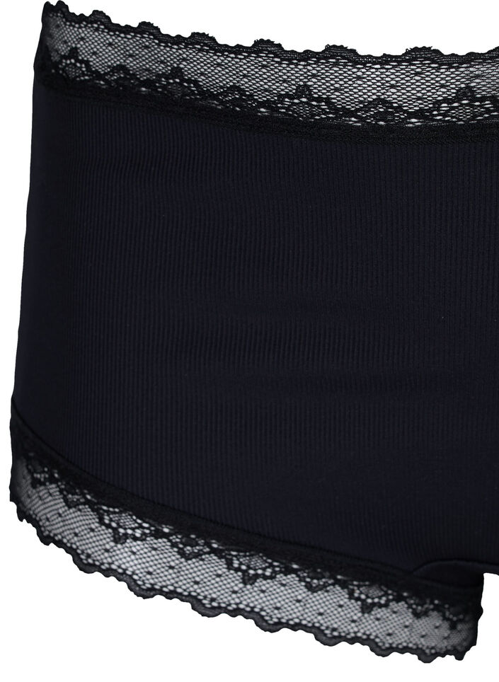 Culotte taille haute avec dentelle, Black, Packshot image number 2