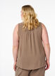 Mouwloze top met kreukeffecten, Bruin, Model image number 2