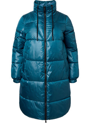 Veste polaire brillante avec fermeture éclair et poches, Deep Teal, Packshot image number 0
