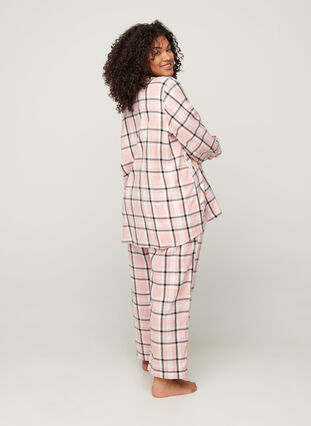 Bas de pyjama en coton à carreaux, Rose Smoke check, Model image number 0