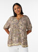 Blouse en viscose avec imprim&eacute; cachemire et lien &agrave; nouer, Jaune, Model image number 0