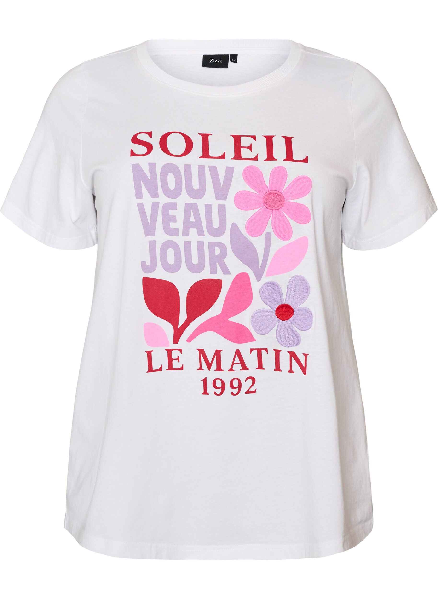 ZizziKatoenen T-shirt met print, Wit, Packshot image number 0