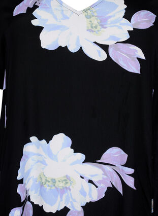 Robe à fleurs à manches courtes en viscose, Black Big Flower AOP, Packshot image number 2