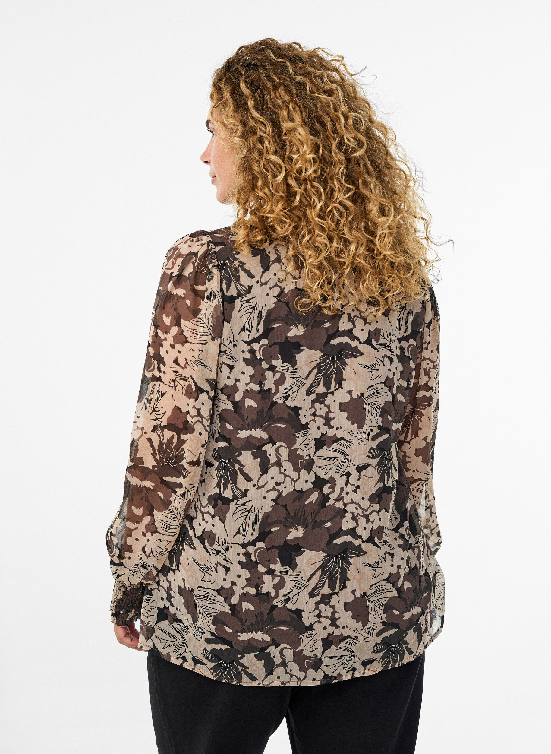 ZizziBlouse met bloemenprint, Zwart, Model image number 2
