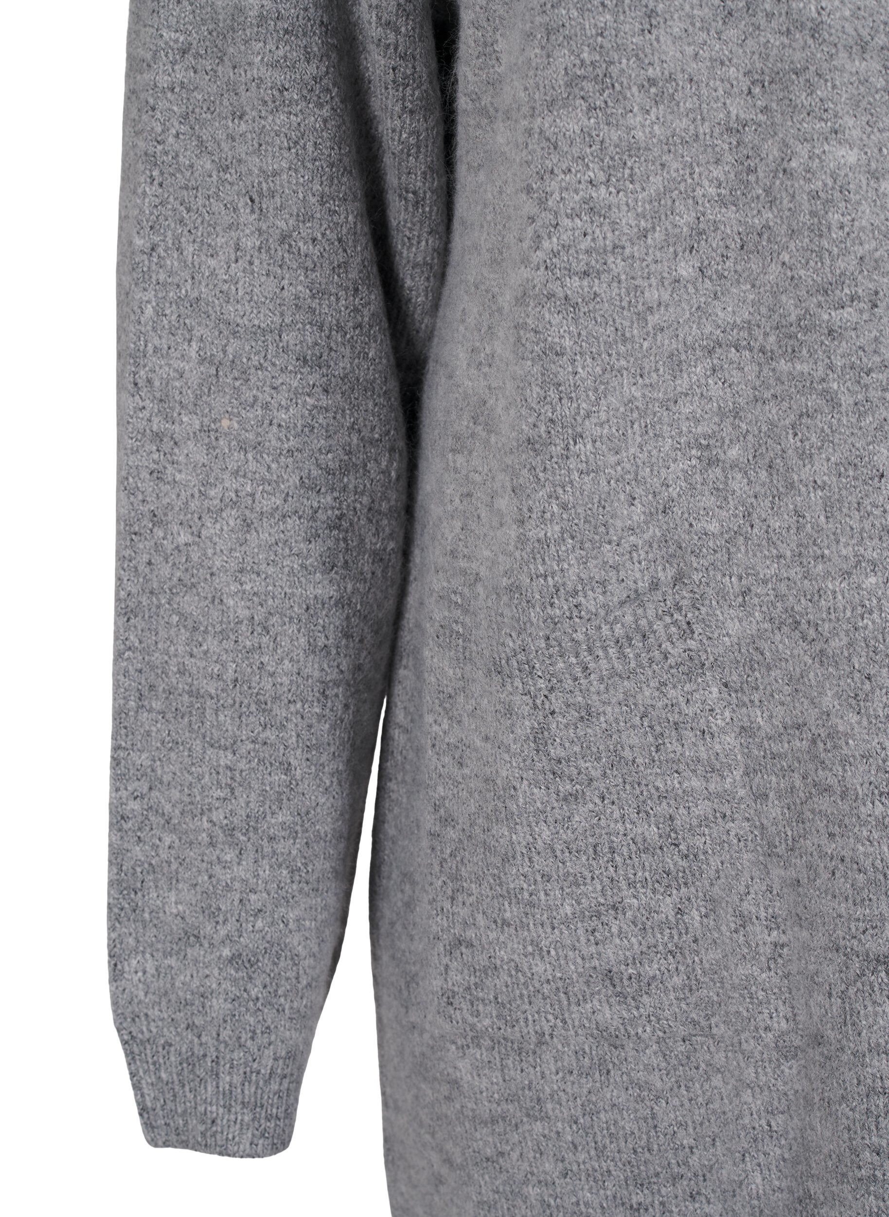 Zizzi Long cardigan tricot&eacute; avec poches, Gris, Packshot image number 3