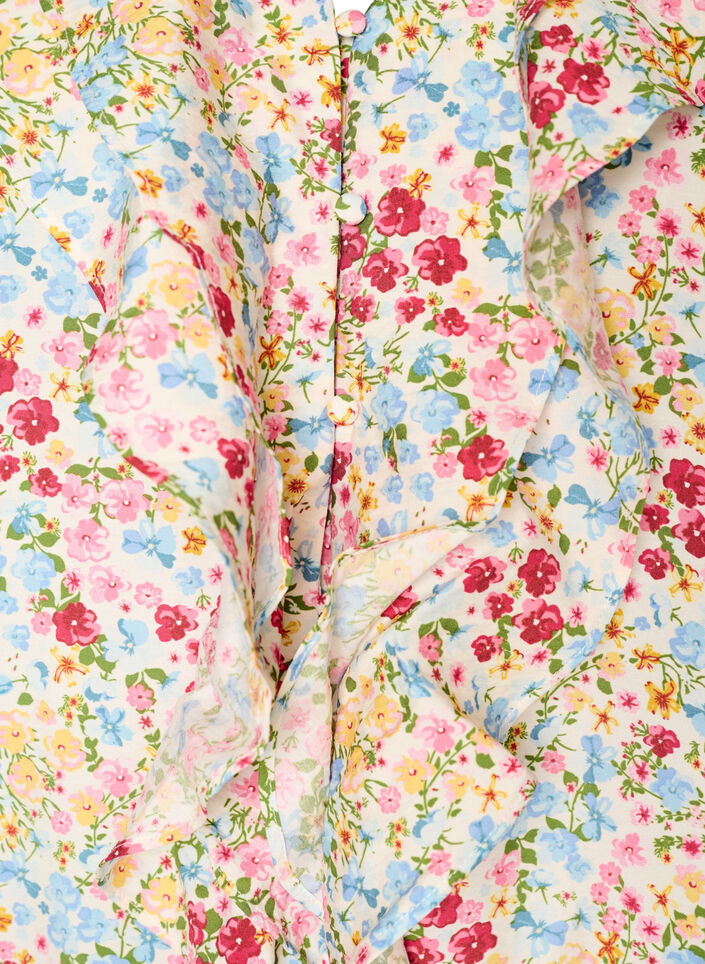 Viscose blouse met bloemenprint en 3/4 mouwen, Blauw, Packshot image number 2