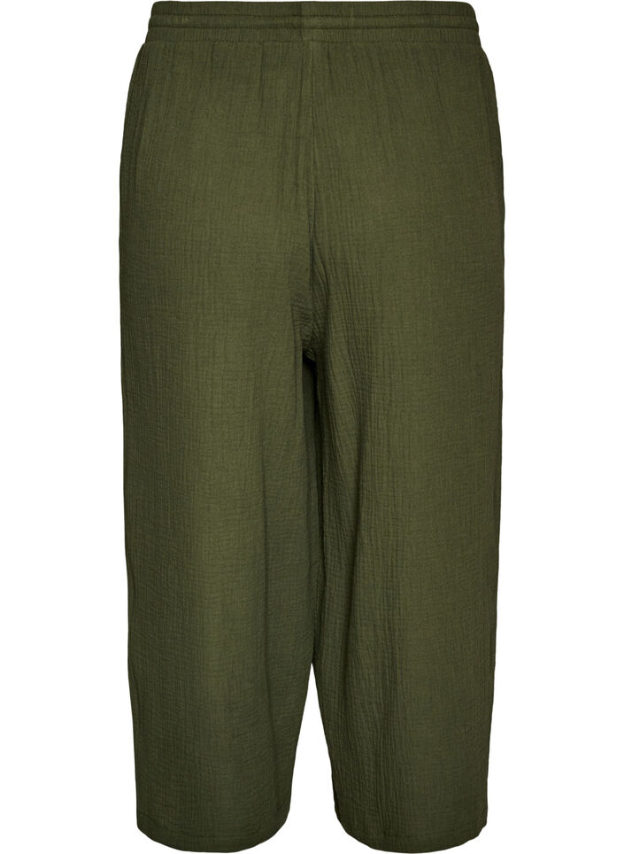 Culotte broek van katoen met hoge taille, Groen, Packshot image number 1