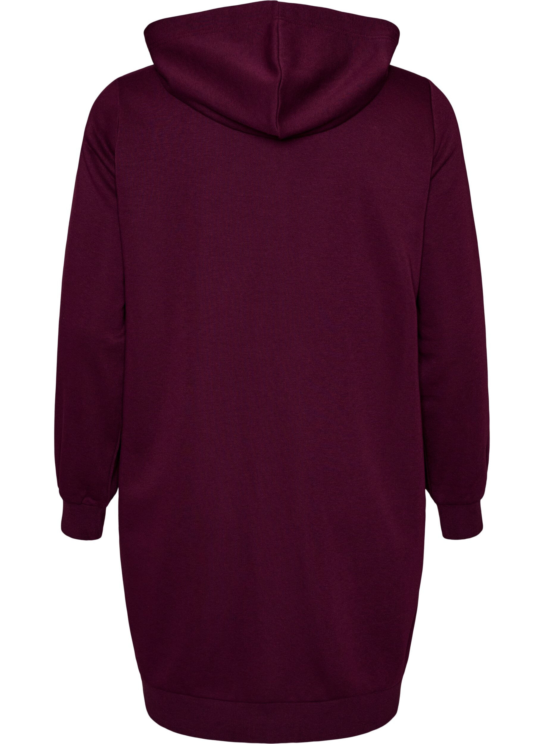 ZizziLange hoodie met ritssluiting en zakken, Paars, Packshot image number 1