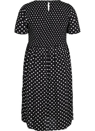 Viscose jurk met print en smokwerk, Black Dot, Packshot image number 1
