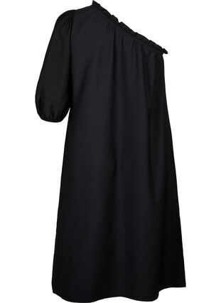 One-shoulder jurk van viscose, Black, Packshot image number 1