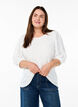 Blouse met textuur en 3/4 mouwen, Wit, Model image number 0