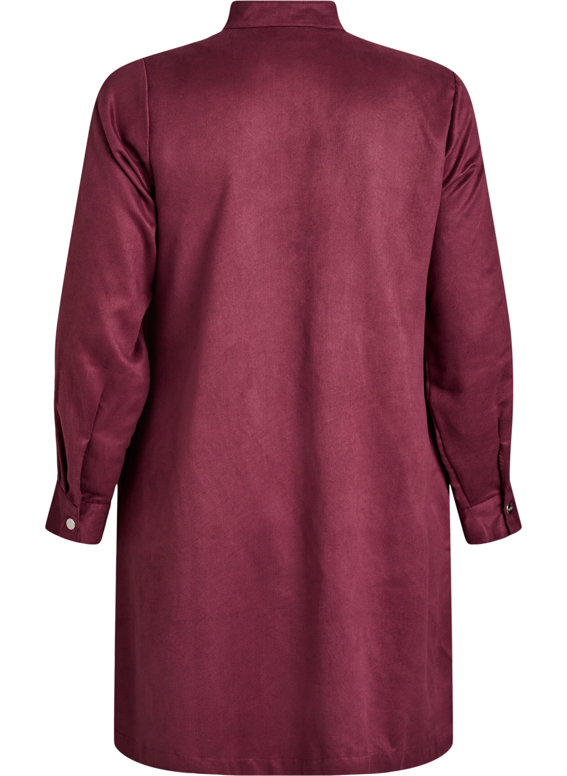 Zizzi Longue chemise en faux su&egrave;de avec fermeture &eacute;clair, Bordeaux, Packshot image number 1