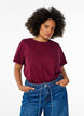 Katoenen T-shirt met ronde hals, Donker Bordeaux, Model image number 0