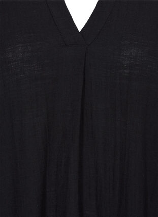 Tunique en coton à manches retroussées, Black, Packshot image number 2