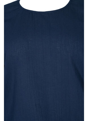 Blouse en coton à manches courtes avec smock, Navy Blazer, Packshot image number 2