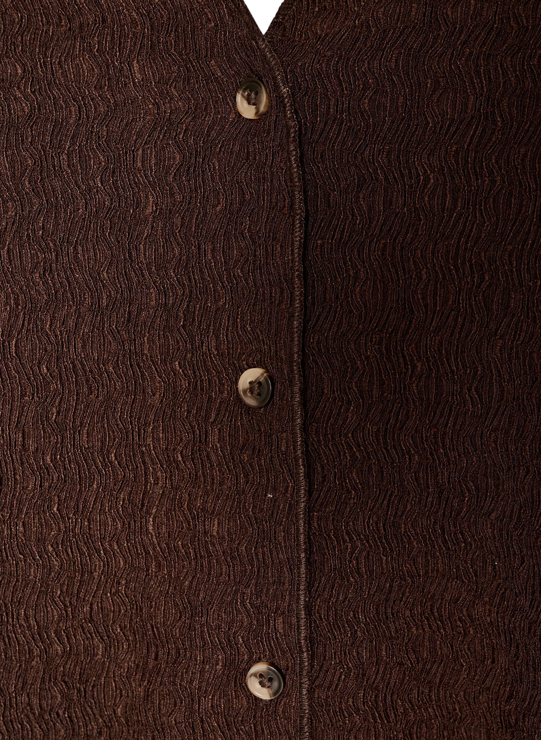 ZizziTop sans manches &agrave; texture ondul&eacute;e et fermeture boutonn&eacute;e, Marron, Packshot image number 2