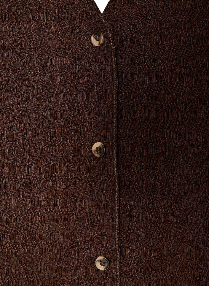 Top sans manches &agrave; texture ondul&eacute;e et fermeture boutonn&eacute;e, Marron, Packshot image number 2