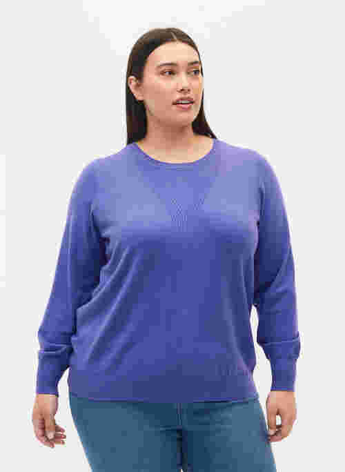 Pull en tricot de couleur unie avec nervures