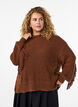 Gebreide blouse met franjes aan de achterkant, Bruin, Model image number 2