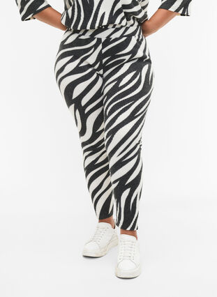 Leggings avec imprimé zébré, White Zebra, Model image number 2